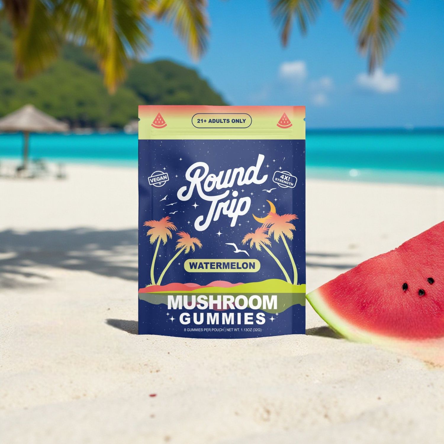 Round Trip Mushroom Gummies 8ct, Flavor: Watermelon