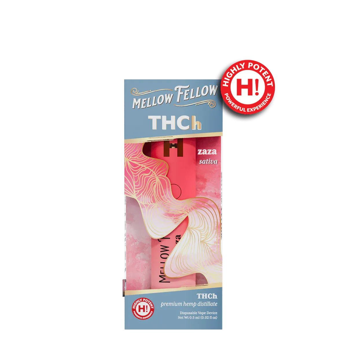 Mellow Fellow Disposable THCH .5ml, Strain: Zaza (Sativa)