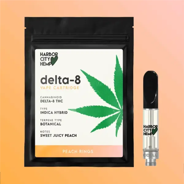 Harbor City Hemp Delta 8 BDT Cartridge 1g Indica Hybrid Peach Rings