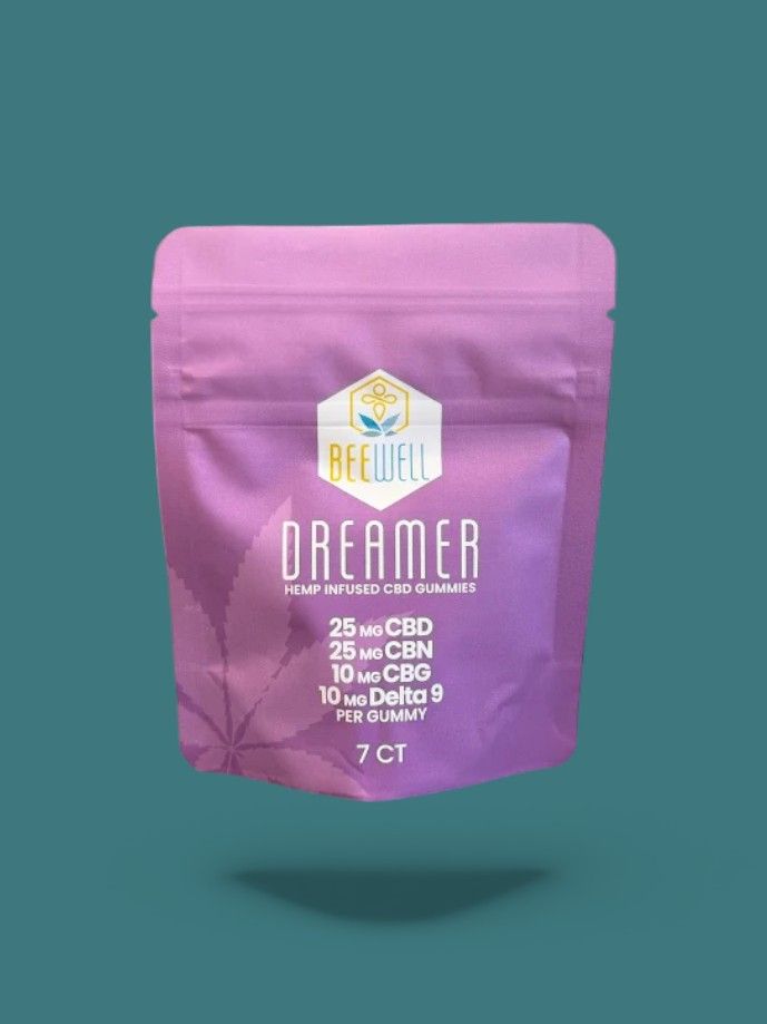 Bee Well CBD Dreamer Gummies 70mg (CBD, CBN, CBG, D9)  7ct 490mg