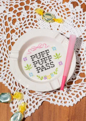 Canna Style Cross Stitch Ashtray