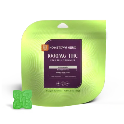 Hometown Hero D8 Peak (Max) Delta 8 Gummies 10ct Green Apple