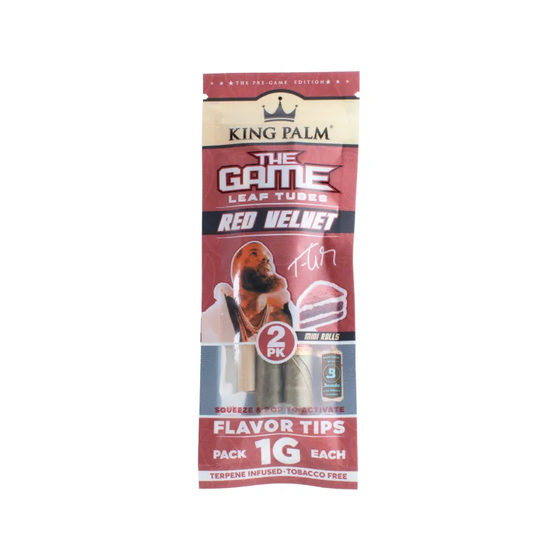 King Palm Mini Leaf Rolls w Flavor Tips 1g 2ct The Game (Red Velvet)
