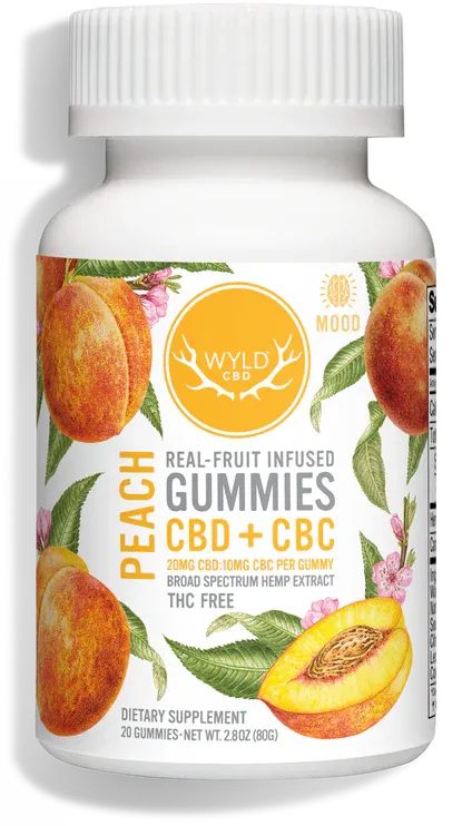 WYLD THC Free Blend Gummy 20ct Peach 2:1 CBD:CBC