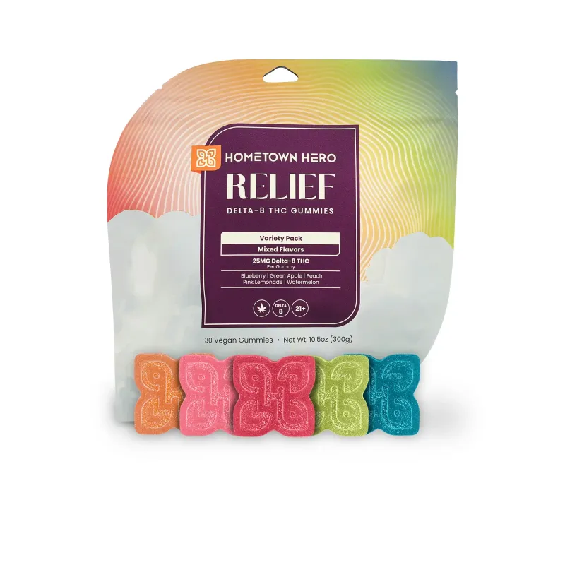 Hometown Hero Relief Delta 8 Variety Pack 30ct 25mg D8