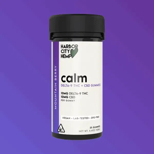 Harbor City Hemp Gummies Calm 20mg each 10mg D9 10mg CBD 25ct