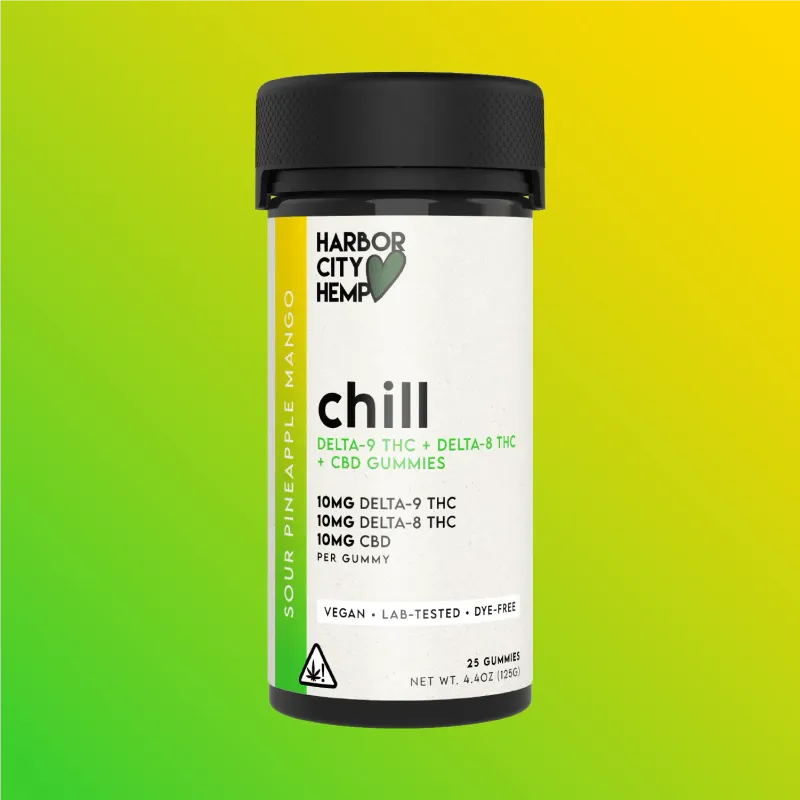 Harbor City Hemp Gummies Chill 30mg each 10mg D9 10mg D8 10mg CBD 25ct