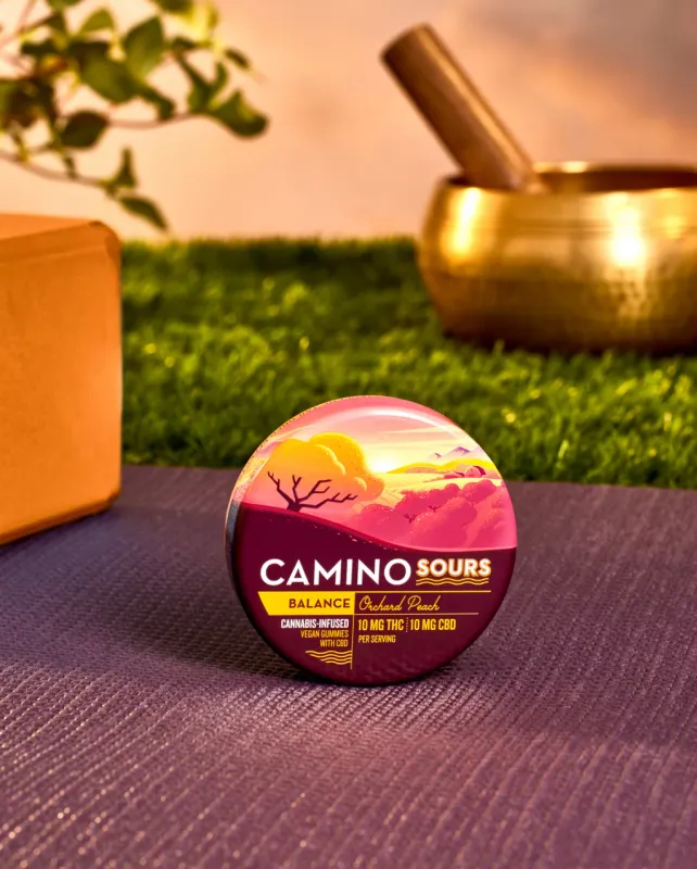 Camino Sours Orchard Peach 'Balance' 10mg Delta 9 THC : 10mg CBD Gummies