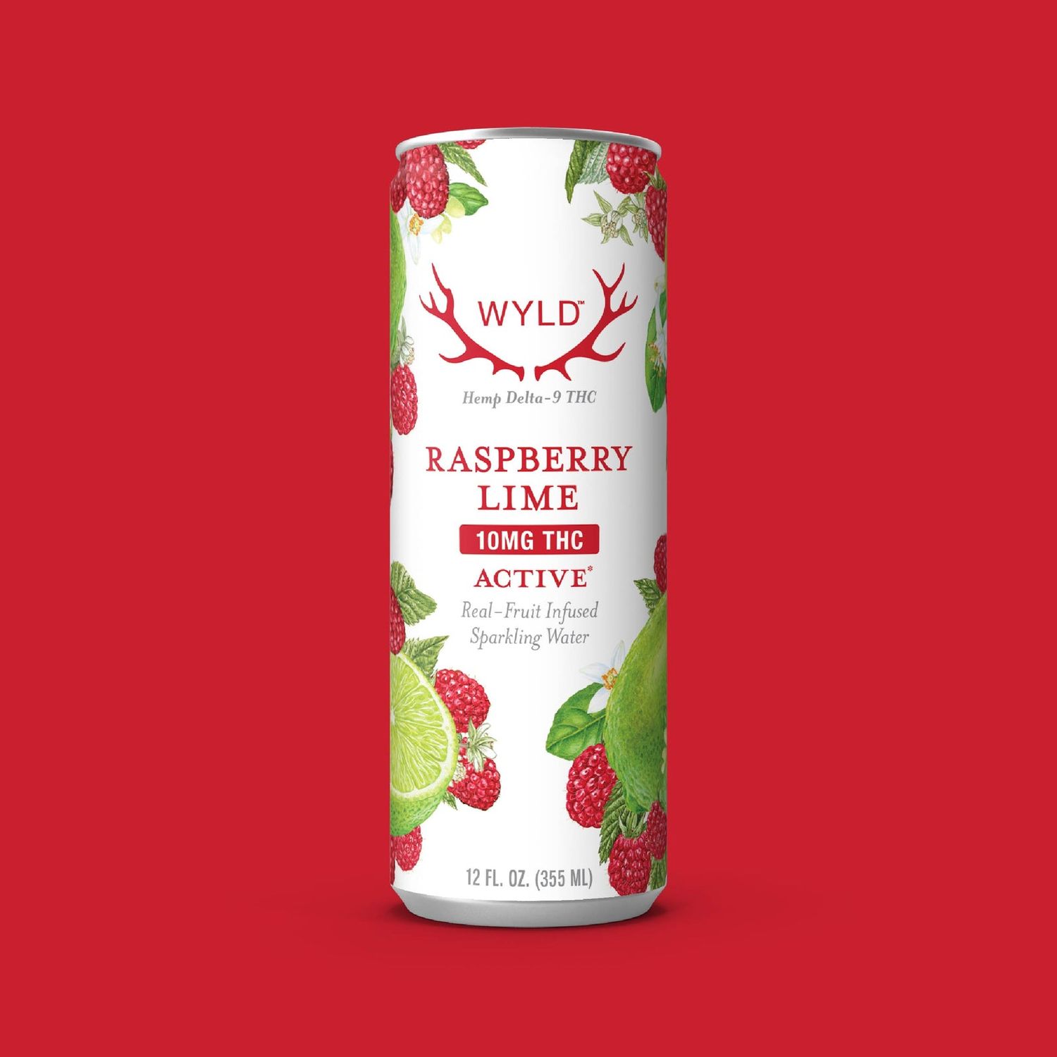 Wyld Hemp THC Sparkling Waters 12oz 10mg THC, Flavor: Raspberry Lime Active