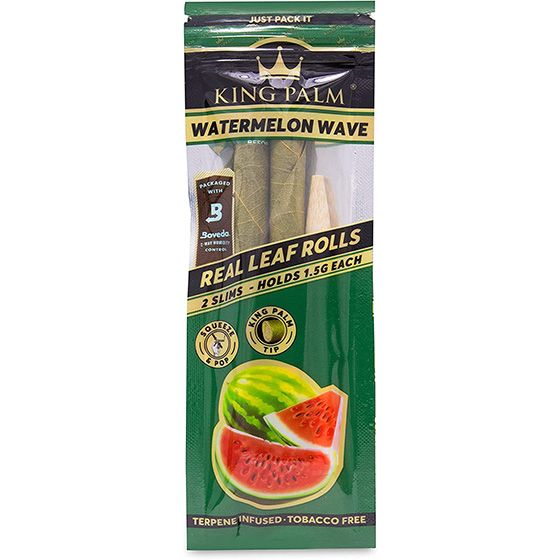 King Palm Mini Leaf Rolls w Flavor Tips 1g 2ct Watermelon Wave