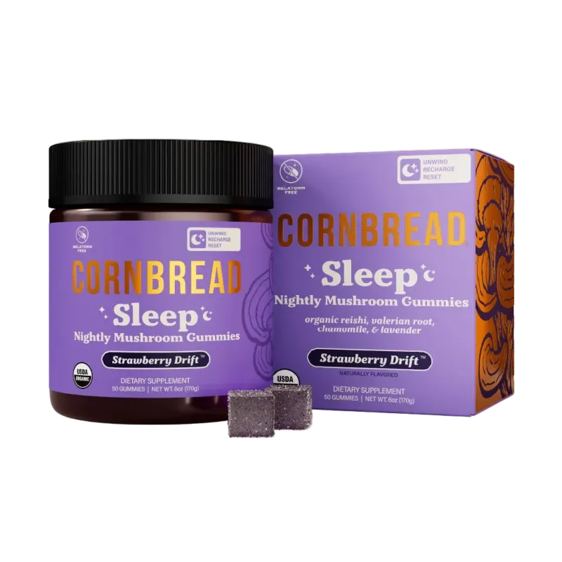 Gomitas de Hongos para Dormir Cornbread Hemp Sabor Fresa Drift 30ct