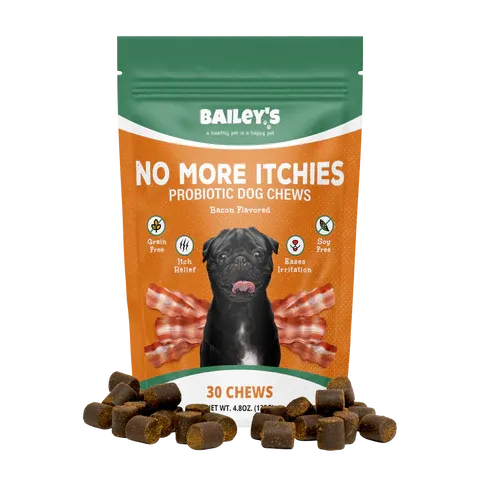 Bailey's No More Itchies Probiotic Dog Chews 30ct Bacon Flavored
