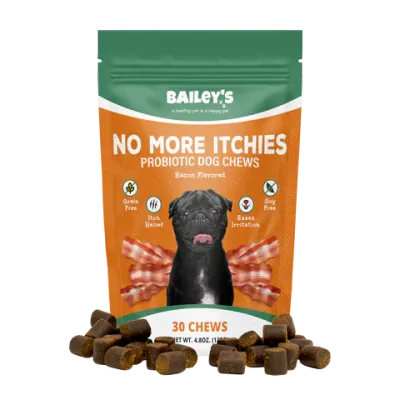 Bailey's No More Itchies Probiotic Dog Chews 30ct Bacon Flavored