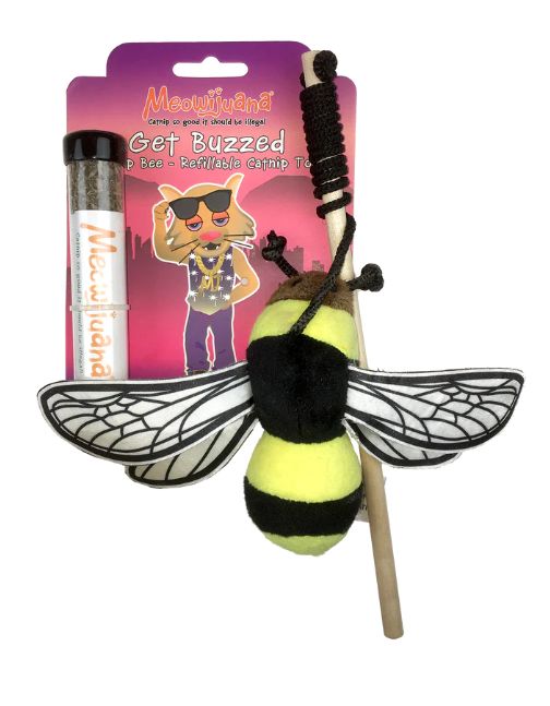 Meowijuana Get Buzzed Bee Refillable Wand Cat Toy