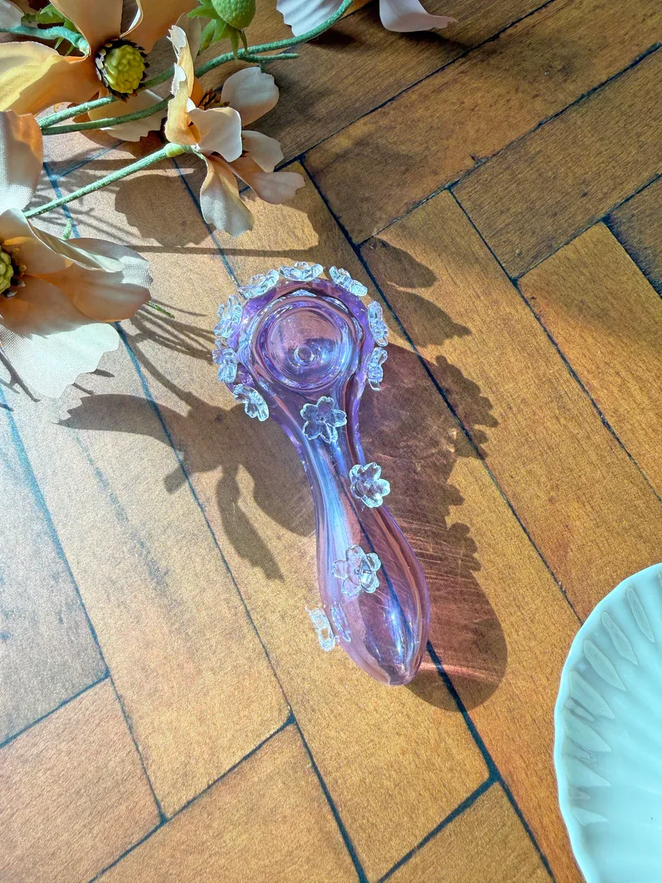 Burning Love Crystal Flower Pipe Purple 4"