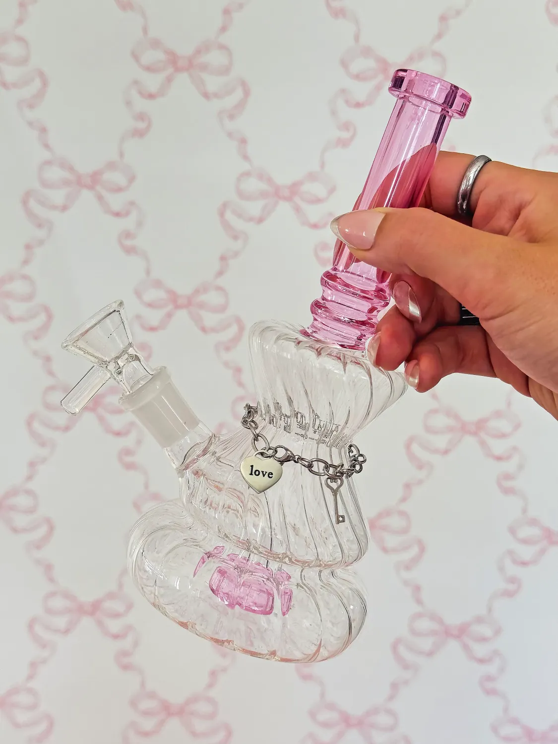 Burning Love Key to my Heart Water Pipe 8" 14mm
