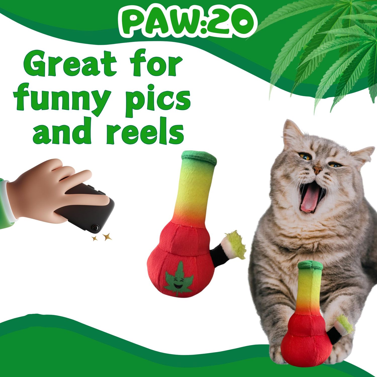 Paw:20 Lil' Bong Cantip Cat Toy 5" x 3"