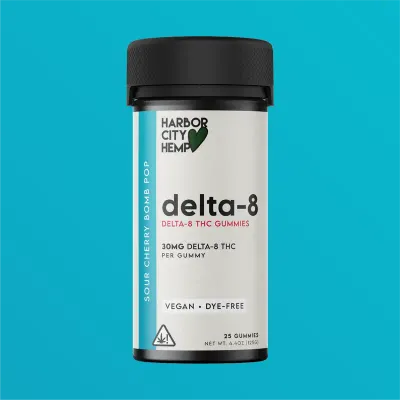 Gomitas Harbor City Hemp 30mg Delta 8 10ct Sabor Cereza Ácida Bomb Pop