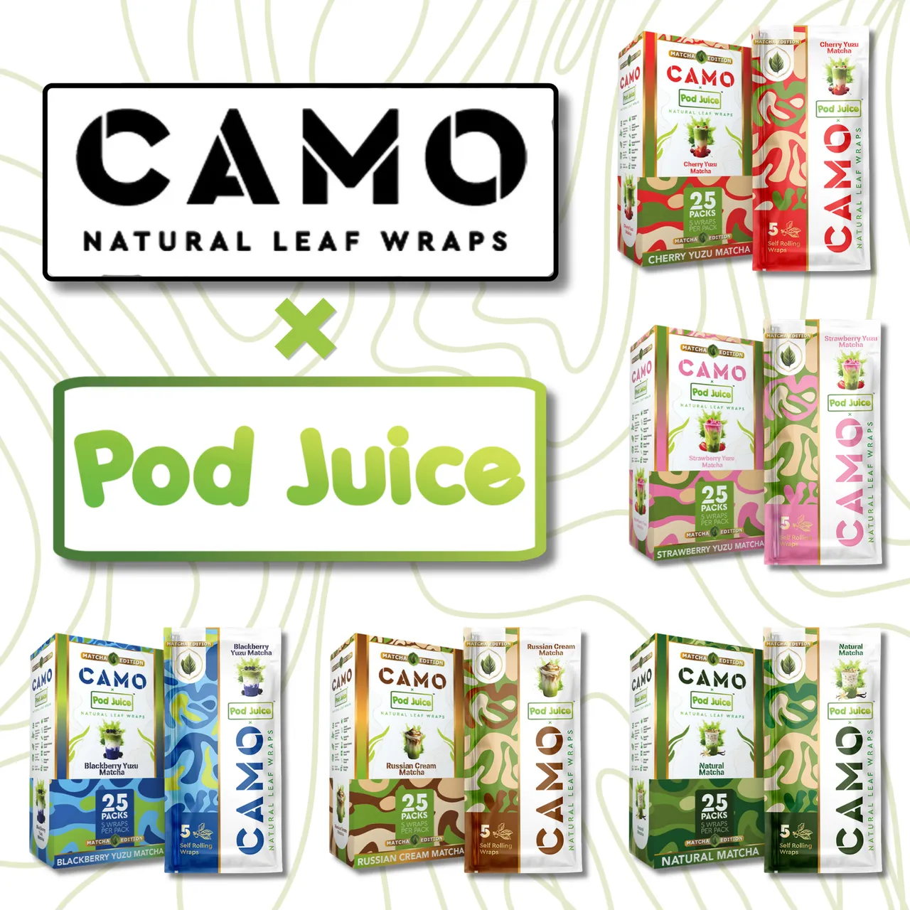 Camo Natural Leaf + Pod Juice Rolling Wraps 5ct
