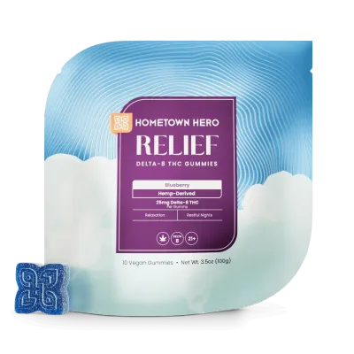 Home Town Hero Relief Delta 8 25mg Gummies 10ct