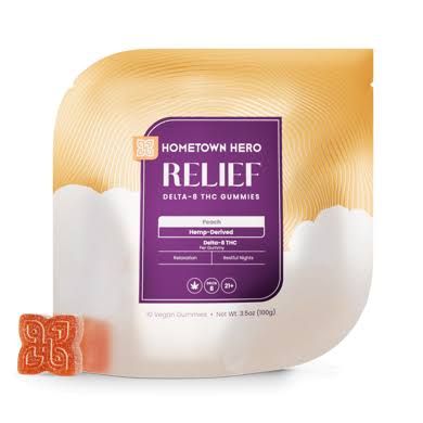 Home Town Hero Relief Delta 8 25mg Gummies 10ct
