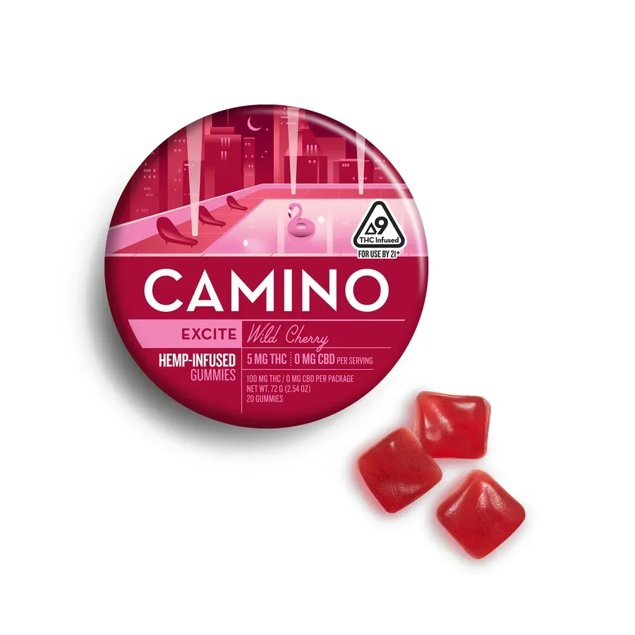 Camino Hemp Gummy 100mg Delta 9 20ct Excite Wild Cherry