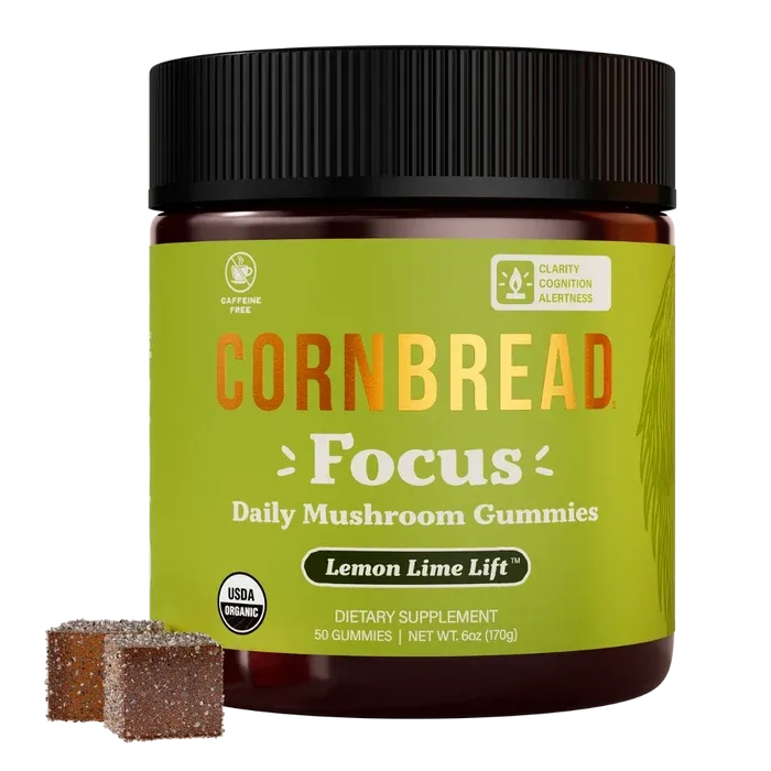 Cornbread Hemp Mushroom Gummies Focus Lemon Lime Lift