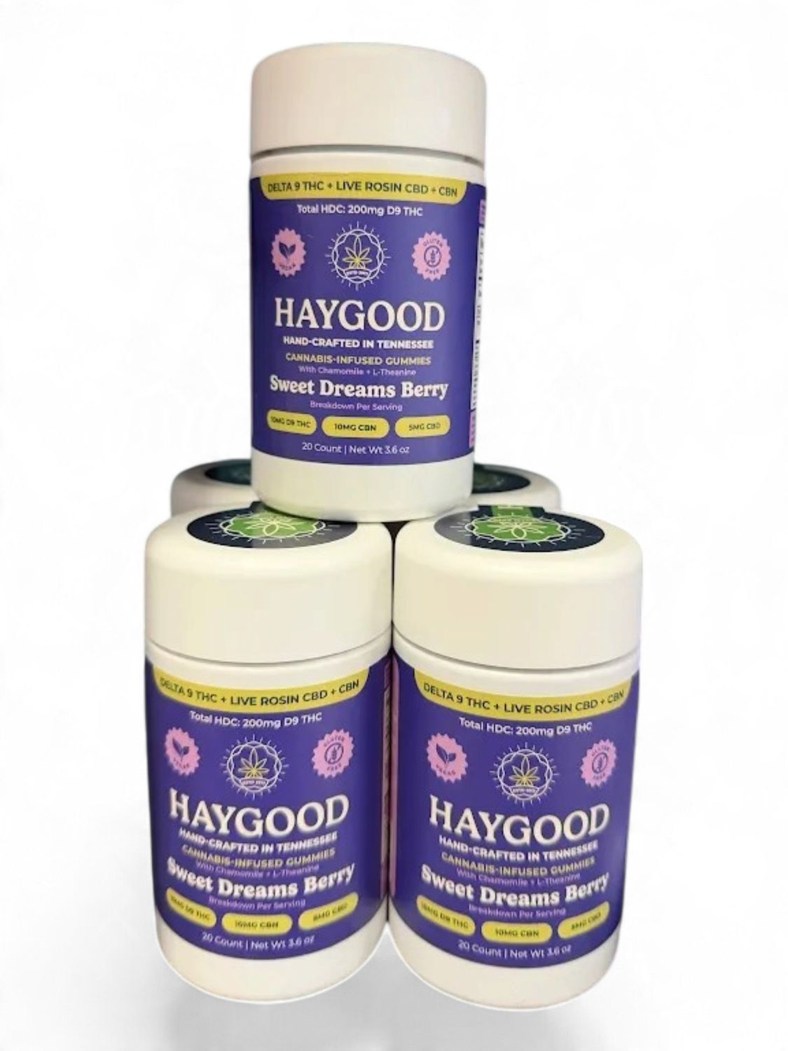 Haygood Farms Live Rosin Gummy 20ct 100mg CBD 100mg CBN 200mg D9 Sweet Dreams Berry