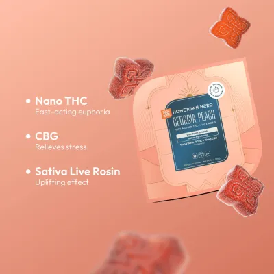 Hometown Hero Live Rosin Infused Gummies 10mg Georgia Peach Sativa