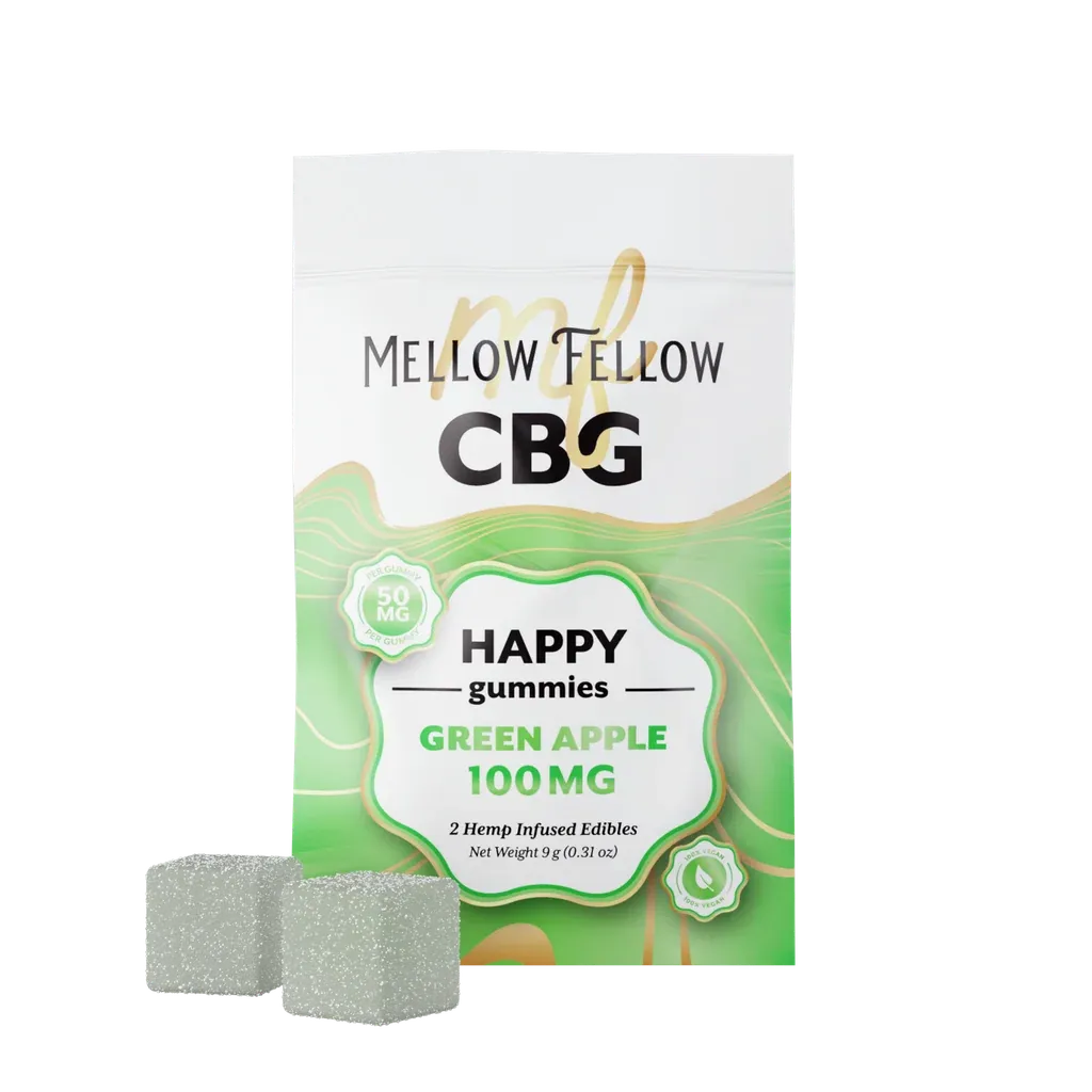 Mellow Fellow Wellness Happy CBG Gummies, Flavor: Green Apple, Size: 2ct