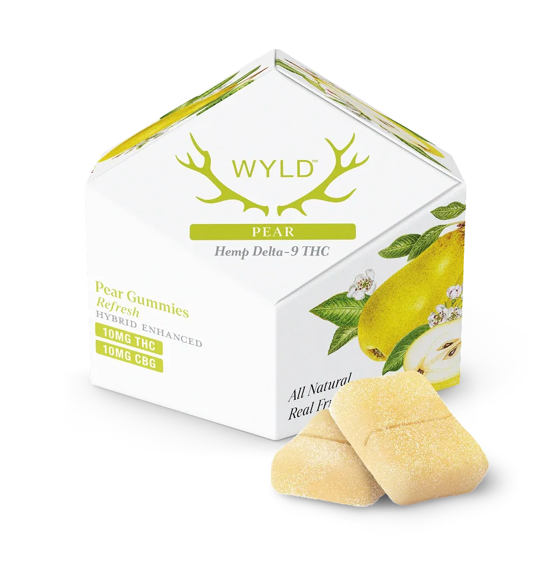 WYLD Hemp THC Select Blend Gummies Pear 1:1 THC:CBG Refresh, Size: 10ct