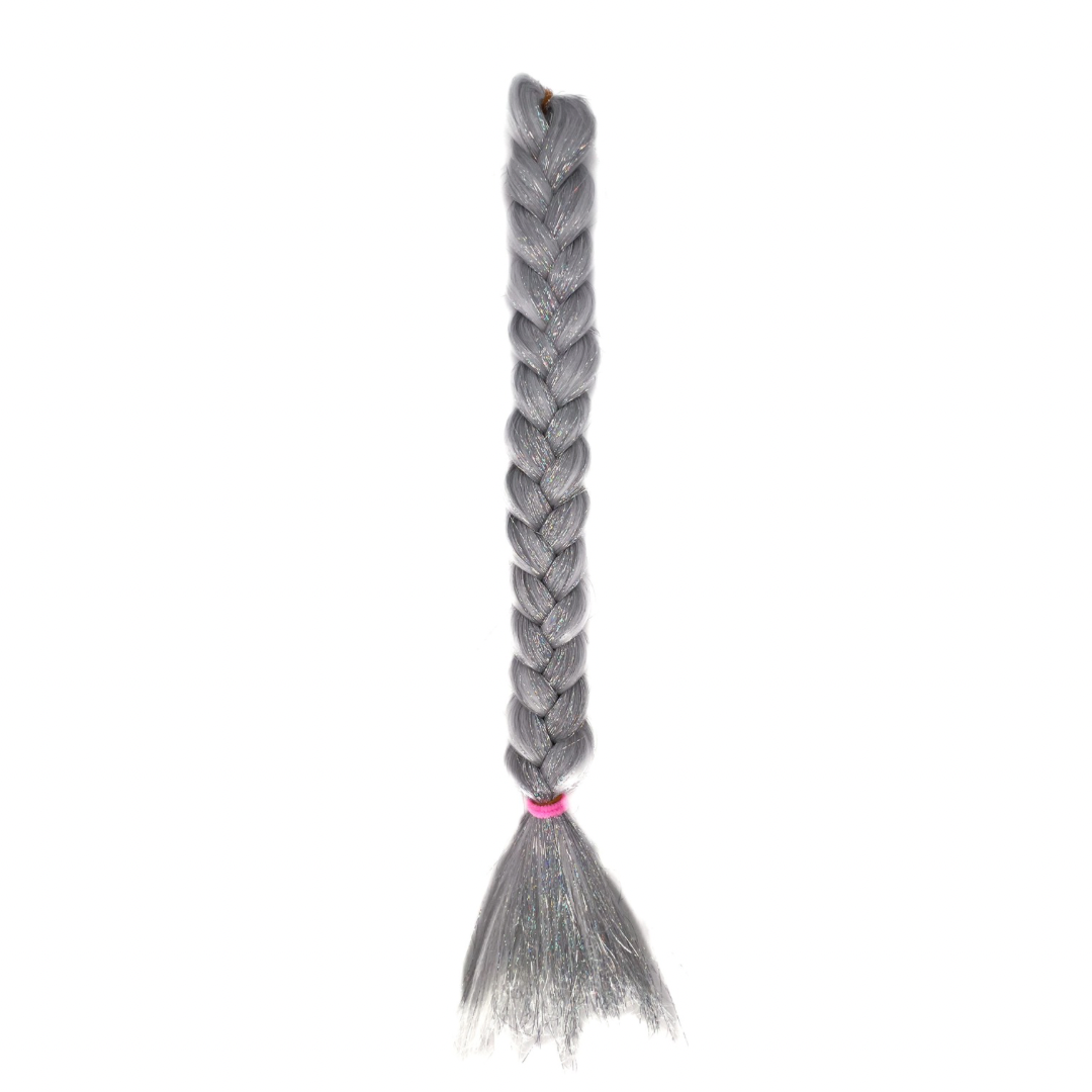 Diamonds - White Braiding Hair With Silver Tinsel