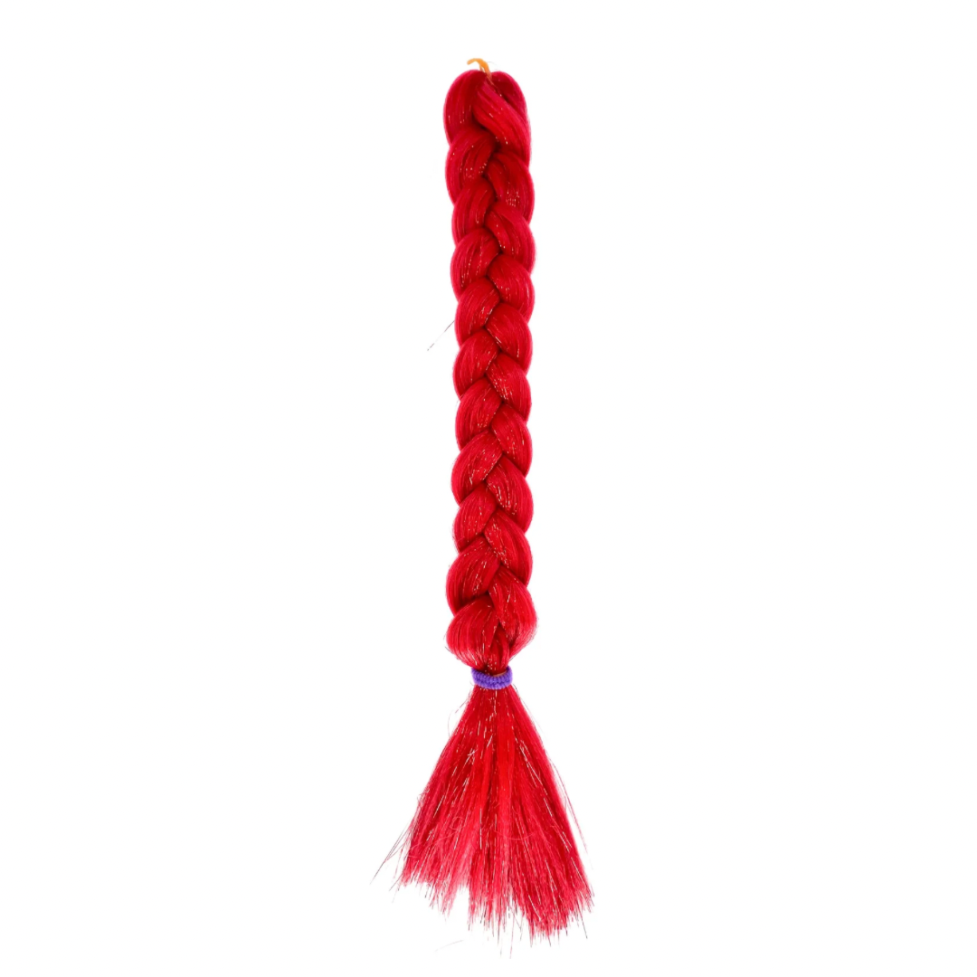 Ruby - Red Braiding Hair With Red Tinsel