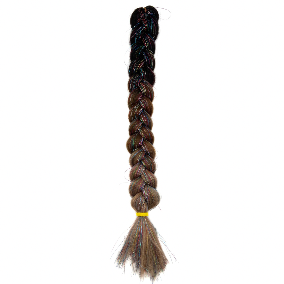 Poster Girl - Ombré Brown Braiding Hair With Rainbow Tinsel