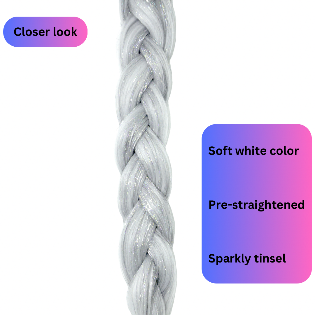 Diamonds - White Braiding Hair With Silver Tinsel