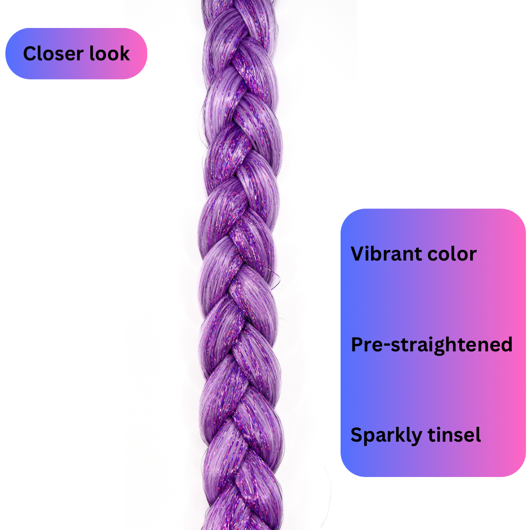 Amethyst - Purple Braiding Hair With Purple Tinsel