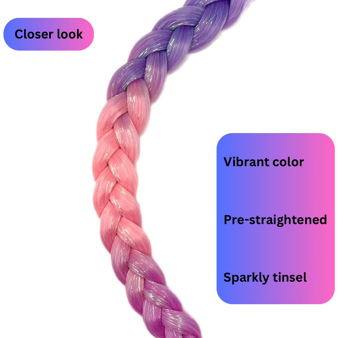 Cotton Candy - Ombré Braiding Hair With Holographic Tinsel