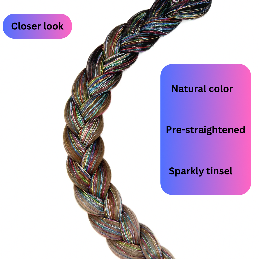 Poster Girl - Ombré Brown Braiding Hair With Rainbow Tinsel