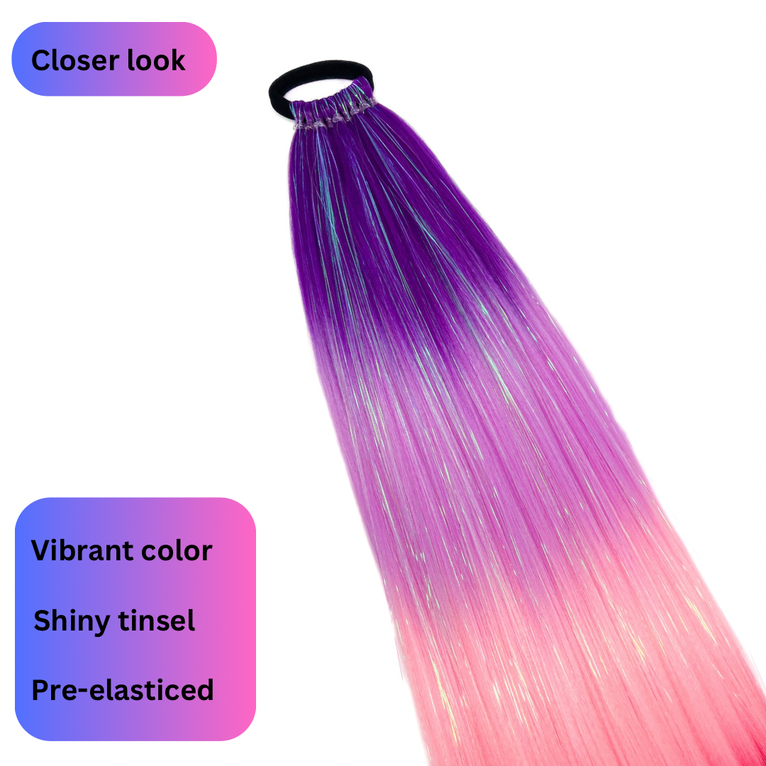 Fuchsia Fusion - Ombré Pink Instant Pony With Tinsel