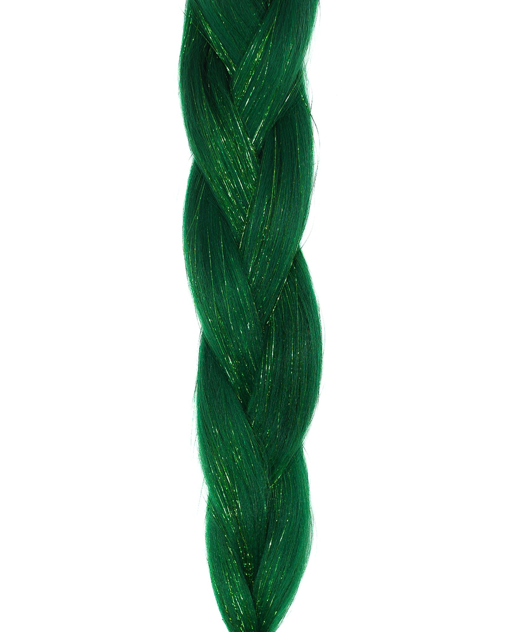 Emerald - Green Braiding Hair With Green Tinsel