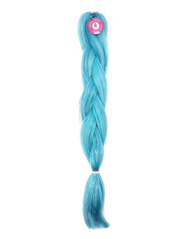 Aquamarine - Aqua Blue Braiding Hair With Blue Tinsel Aquamarine - Aqua Blue Braiding Hair With Blue Tinsel