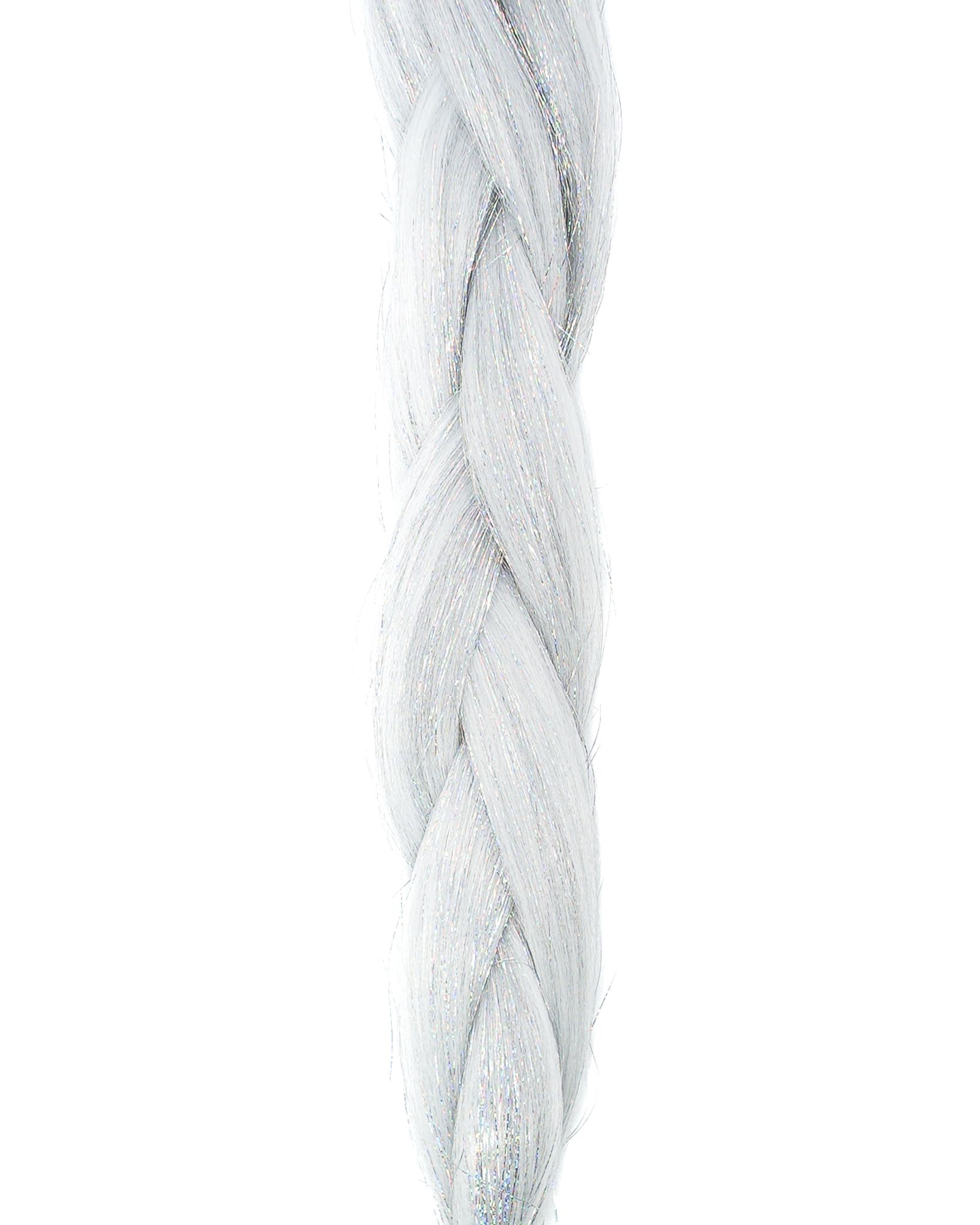 Diamonds - White Braiding Hair With Silver Tinsel