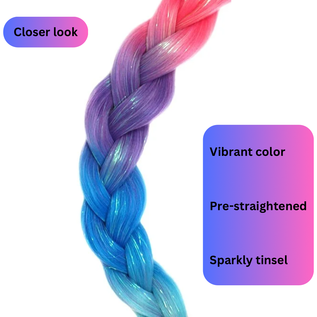 Candy Land - Ombré Braiding Hair With Holographic Tinsel