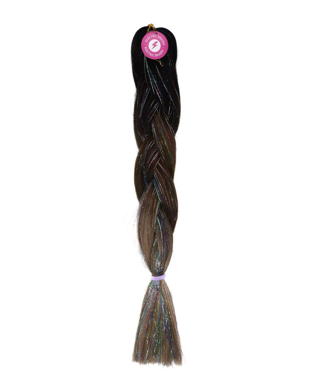 Poster Girl - Ombré Brown Braiding Hair With Rainbow Tinsel Poster Girl - Ombré Brown Braiding Hair With Rainbow Tinsel