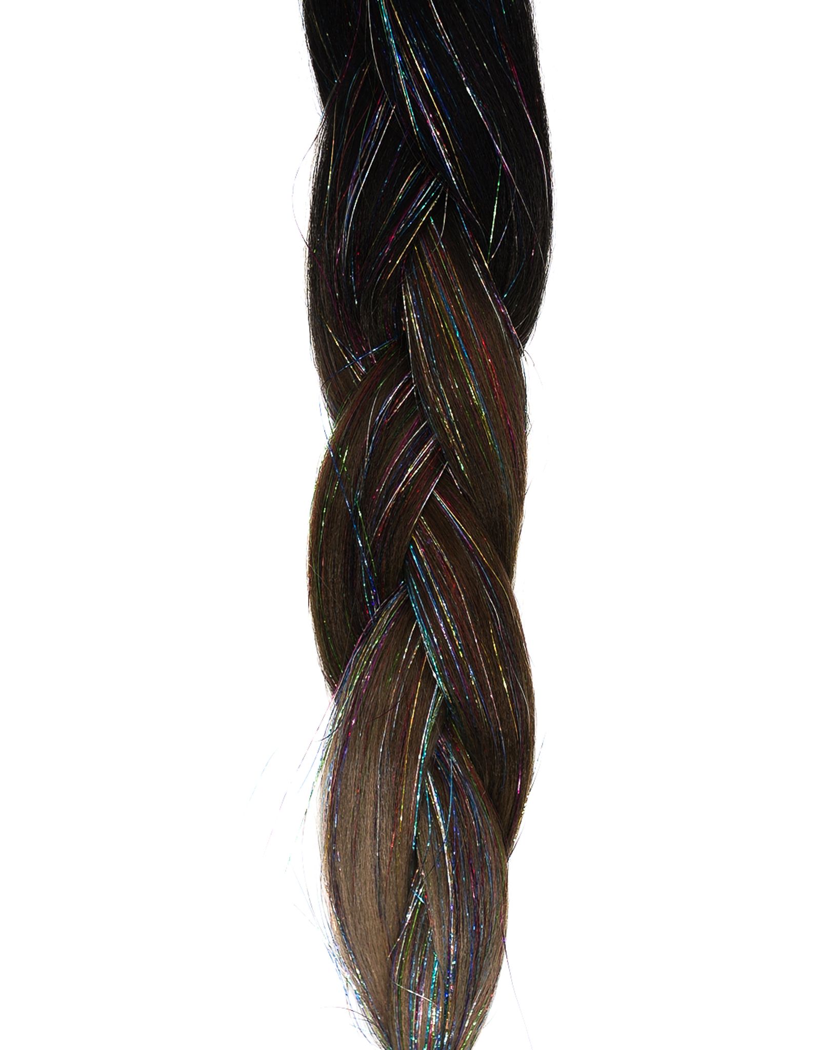 Poster Girl - Ombré Brown Braiding Hair With Rainbow Tinsel