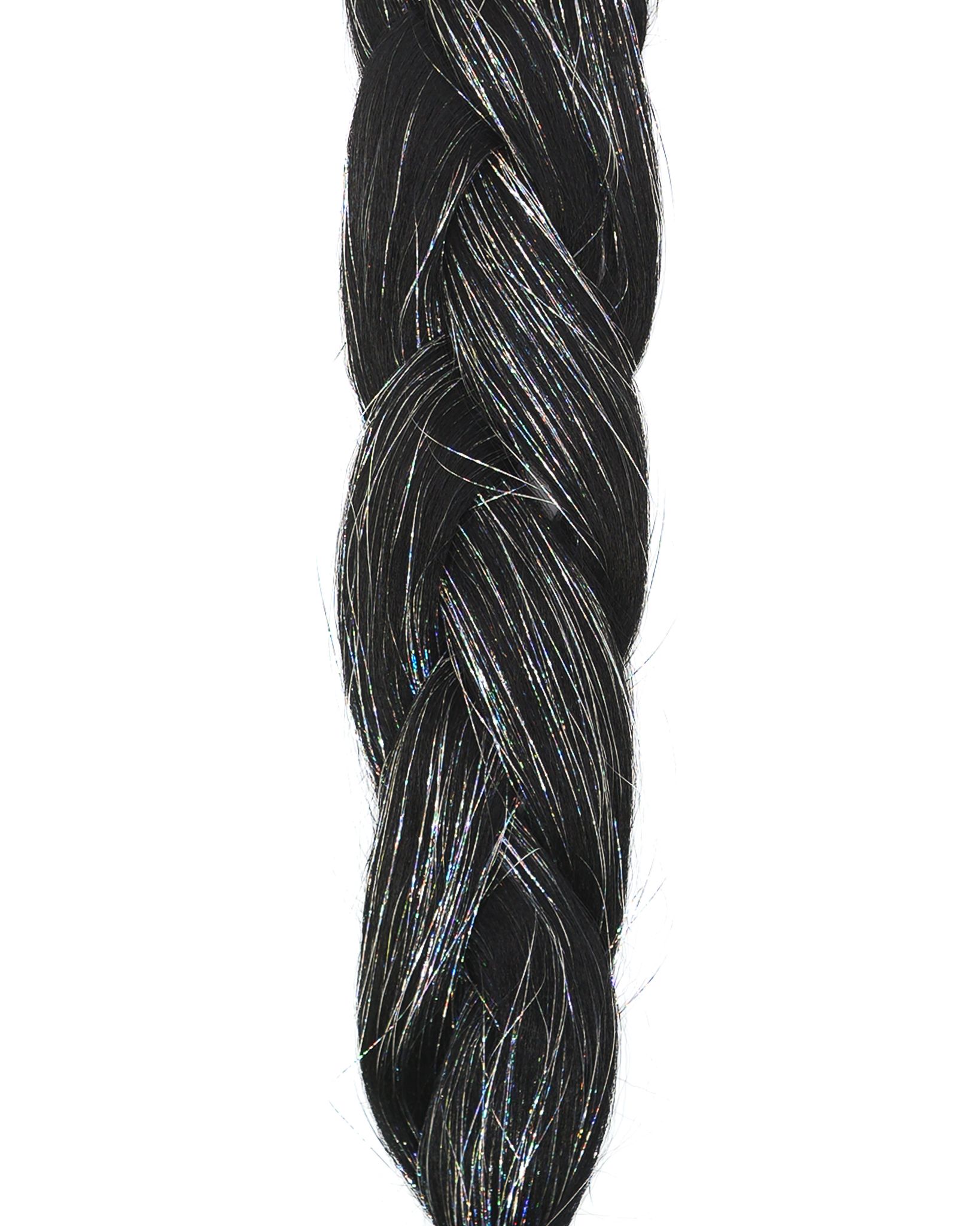 Obsidian - Black Braiding Hair With Silver Tinsel