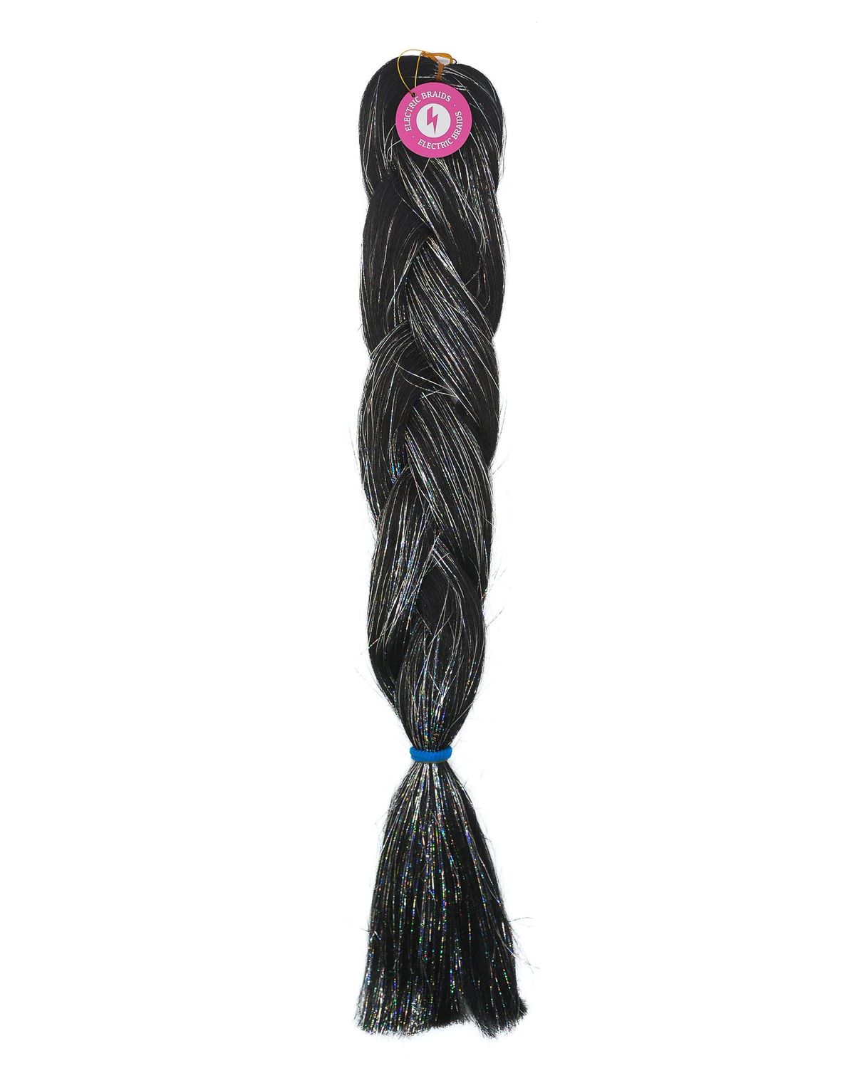 Obsidian - Black Braiding Hair With Silver Tinsel Obsidian - Black Braiding Hair With Silver Tinsel