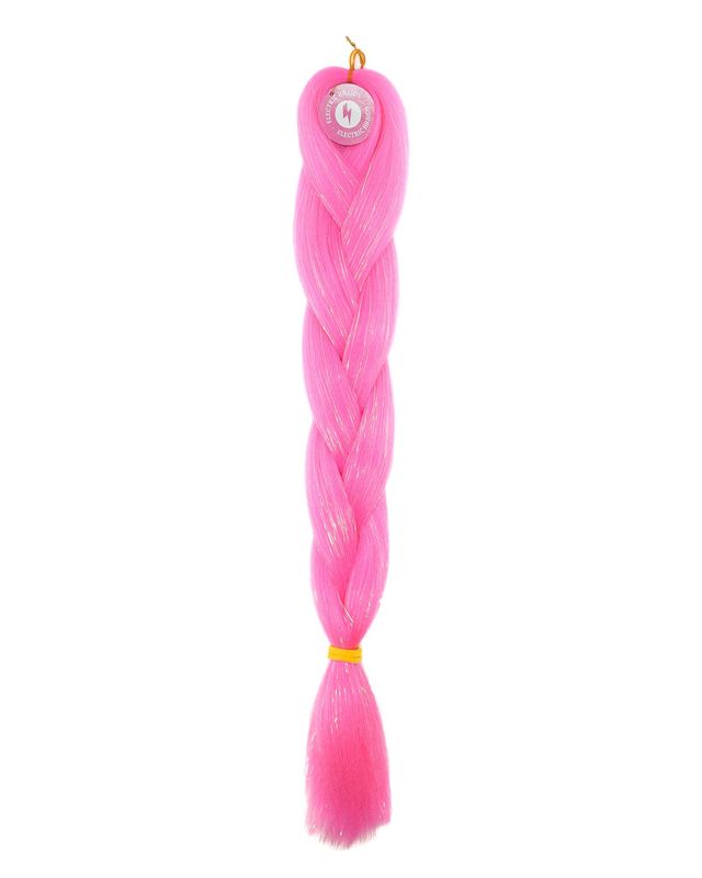 Tourmaline - UV Pink Braiding Hair With Clear Tinsel Tourmaline - UV Pink Braiding Hair With Clear Tinsel
