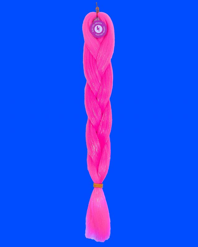 Tourmaline - UV Pink Braiding Hair With Clear Tinsel