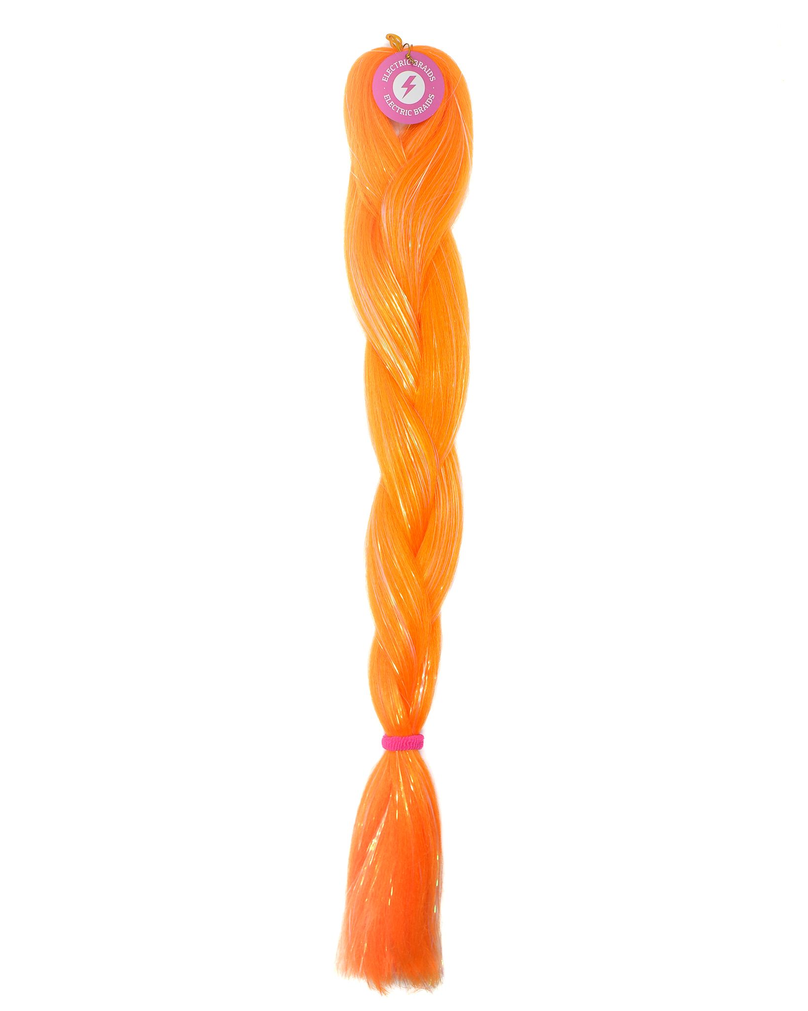 Amber - UV Orange Braiding Hair With Tinsel